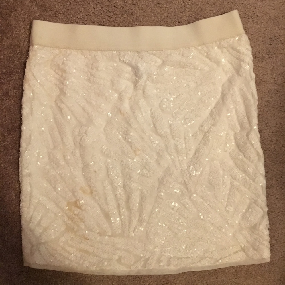 White Sequin Mini Skirt BCBG
